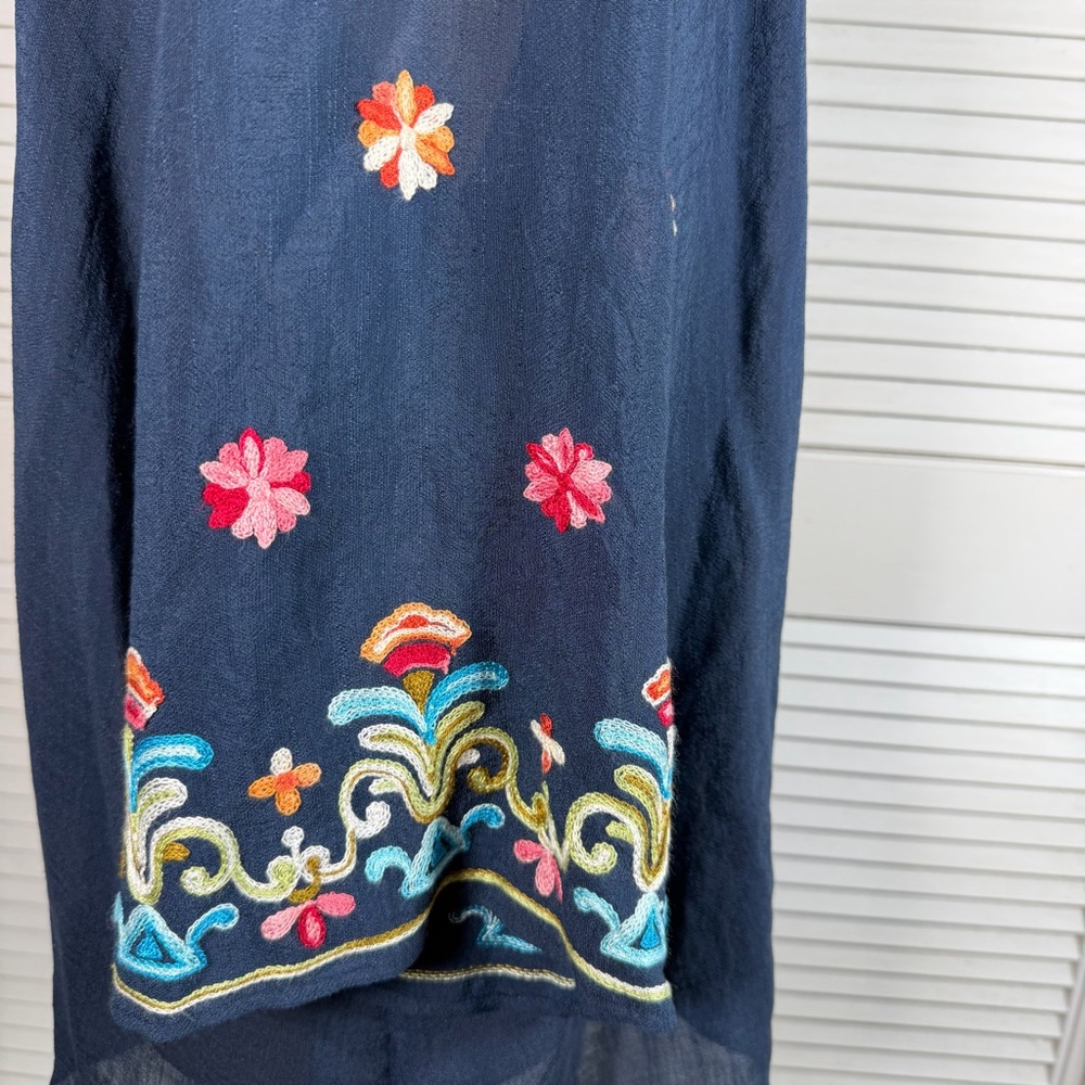 Fig & Flower Boho Embroidered Blouse Lace Back Flowy 3X - Picture 6 of 13